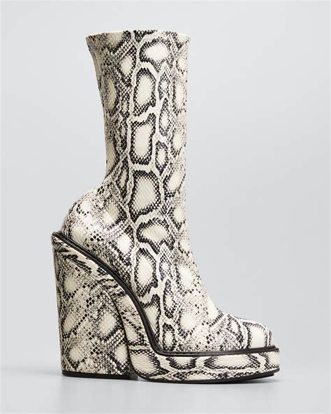 givenchy snake-print wedge platform booties|More.